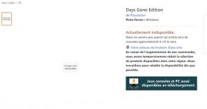 Days Gone is listed for PC on Amazon France